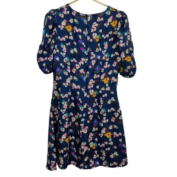 Tanya Taylor Liz Silk Floral Dress Size 10 Puff Sleeves Lined Ruched Multicolor - Picture 4 of 10